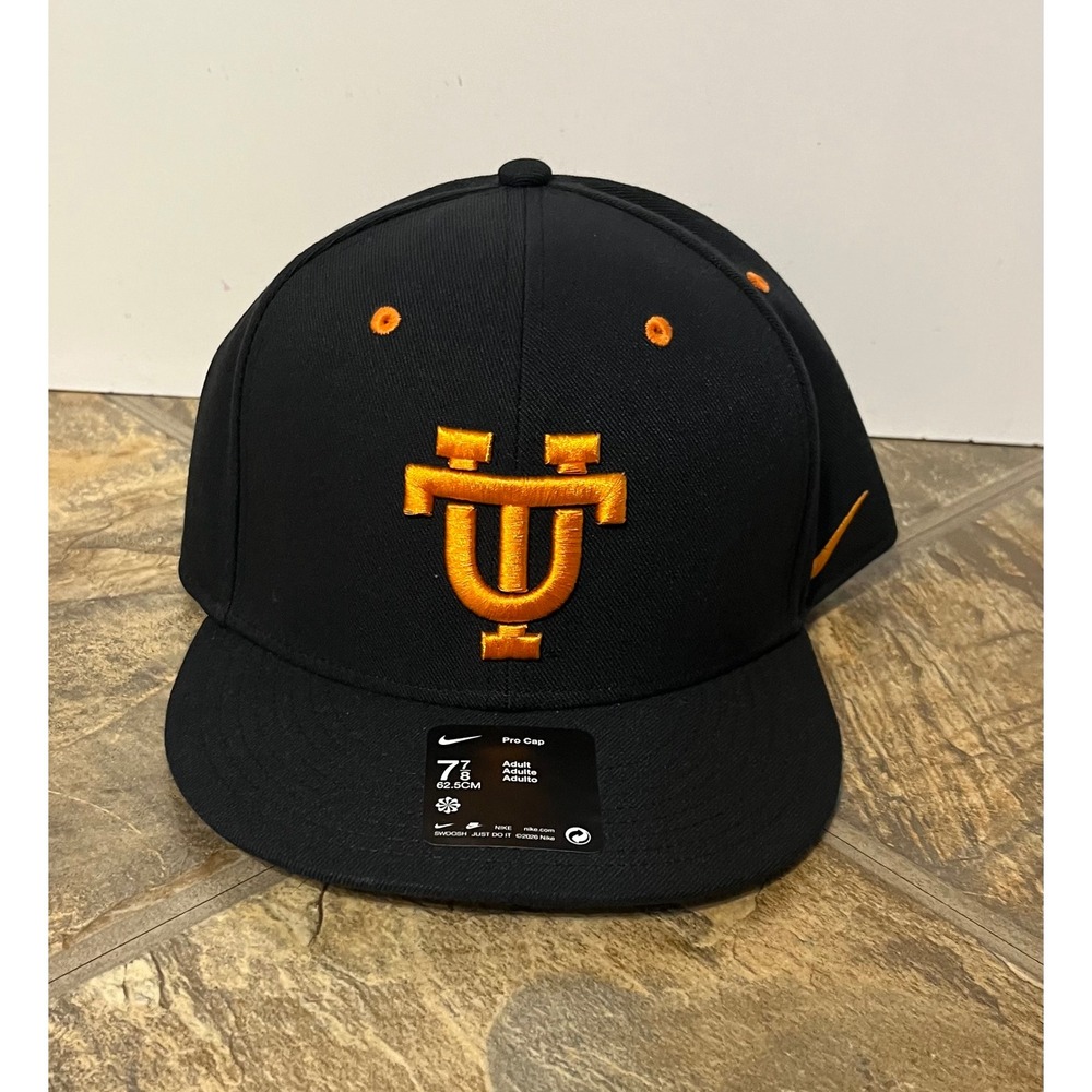 Nike Pro Cap Men 7 5/8 Black NWT Tennessee UT Dri-FIT Fitted Hat Flat Bill - Picture 2 of 6